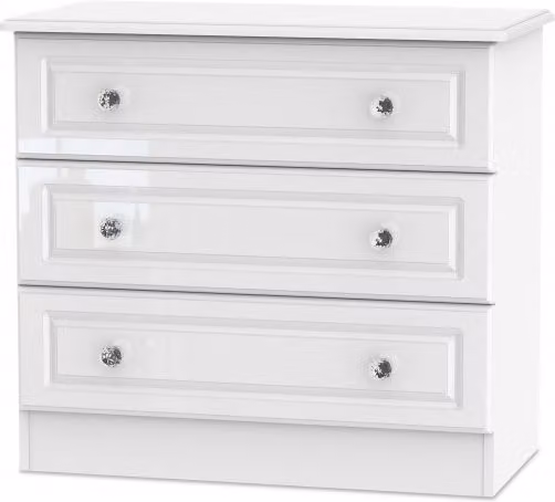 Welcome Balmoral White High Gloss 3 Drawer Low Chest of Drawers