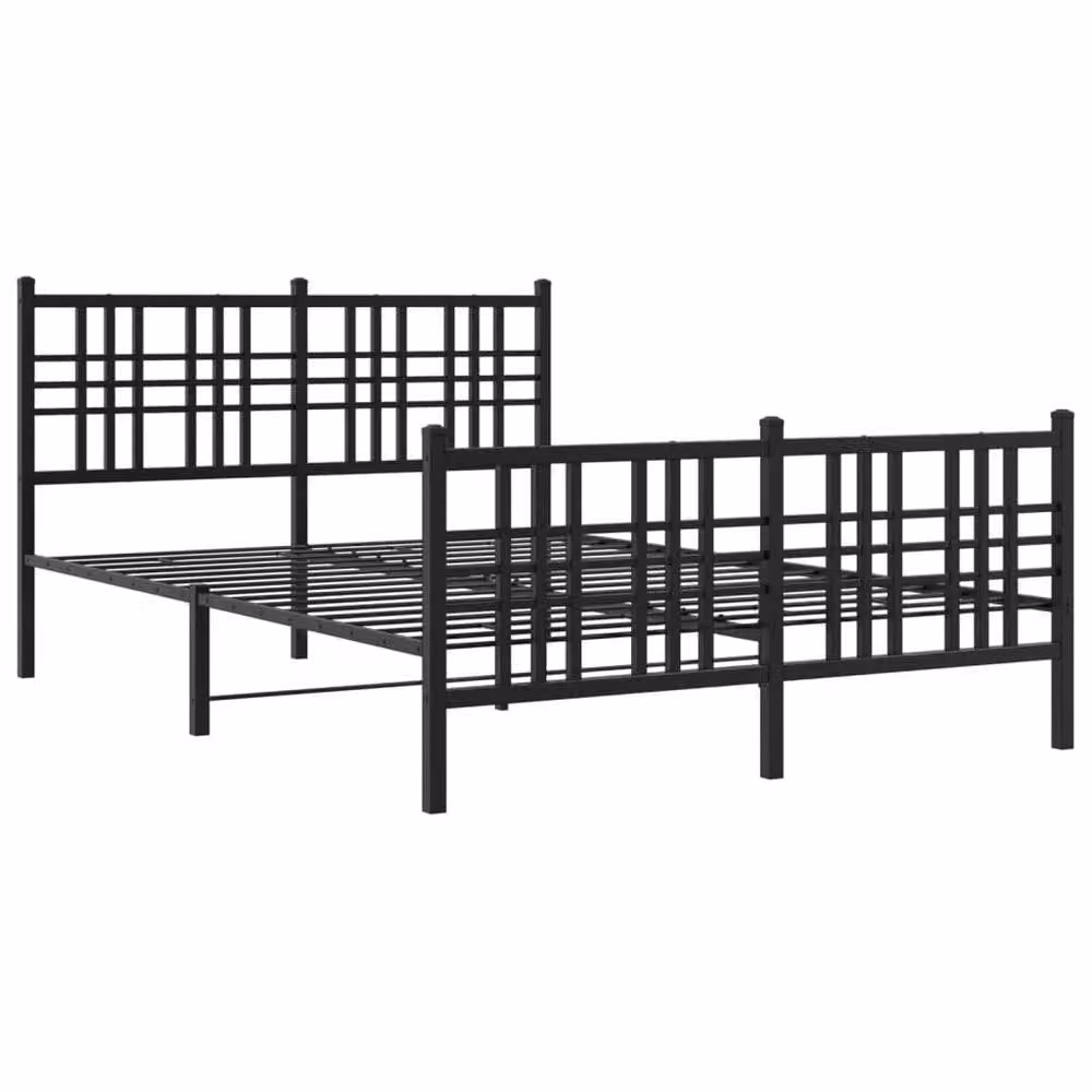 Berkfield Home Metal Bed Frame with Footboard, Black, W: 137 cm, L: 190 cm – 3