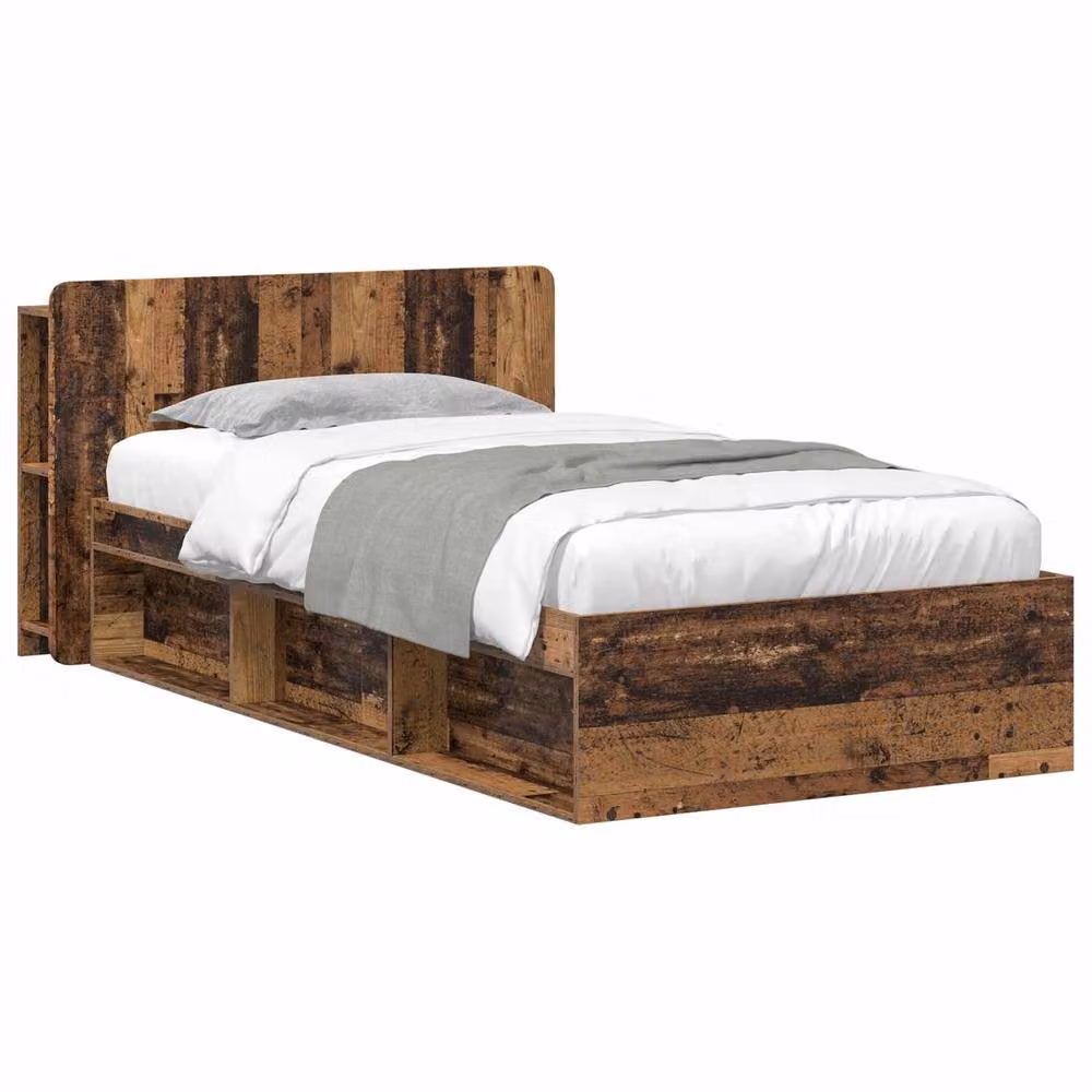 Berkfield Home Modern Bed Frame with Storage Drawers in Brown Old Wood, W: 75 cm x L: 190 cm – 2
