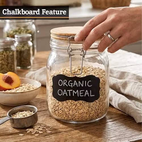 Orsina Airtight Glass Storage Jar with Wood Lid in Transparent, Black or Brown – 3