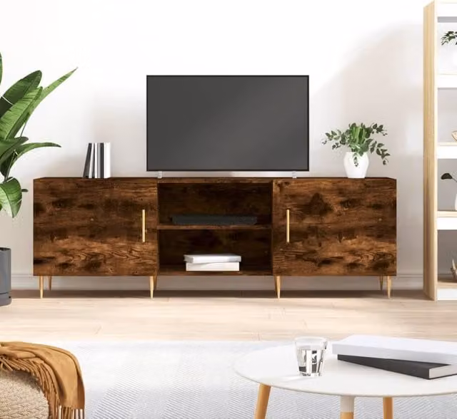 Berkfield Home Smoked Oak TV Cabinet in Brown, W/D/H: 150 x 30 x 50 cm – 1