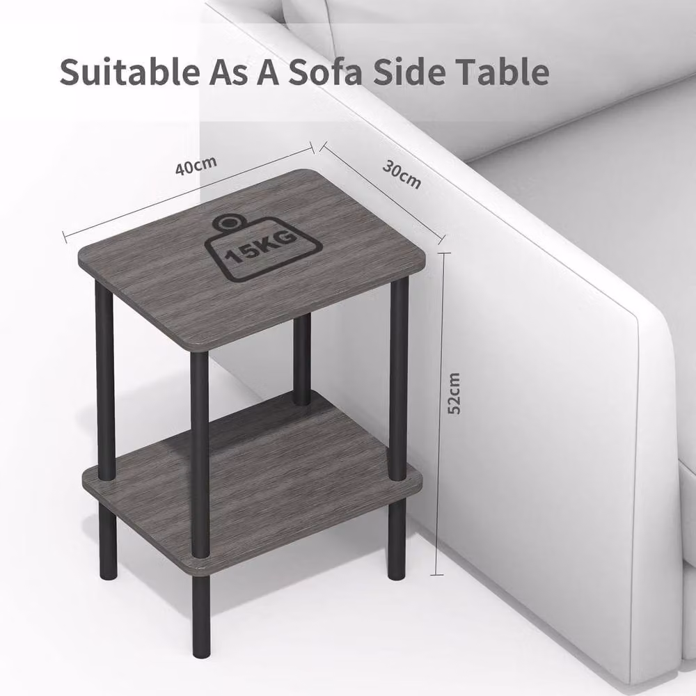 FORGEVIO 2 Tier Narrow Side Table with Storage in Grey, W/D/H: 40 x 30 x 52 cm – 2