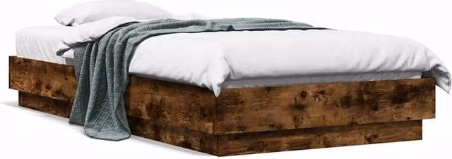 Berkfield Home Single Bed Frame in Smoked Oak Brown, Engineered Wood, W/D/H: 90 x 190 cm