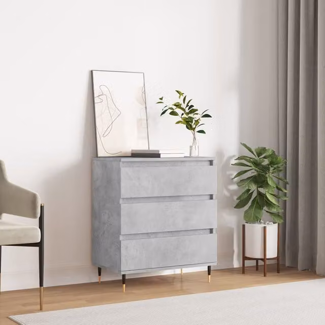 Berkfield Home Modern Sideboard in Concrete Grey, W/D/H: 60 x 35 x 70 cm