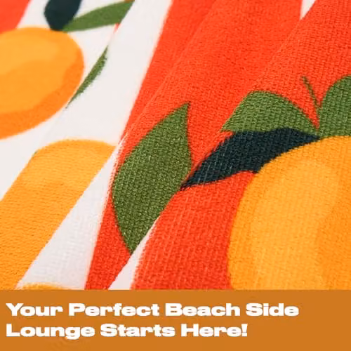 OHS Orange Graphic Print Microfibre Quick-Dry Beach Towel, W/D/H: 71 x 152 cm – 3