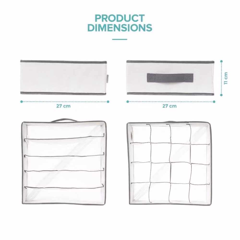 EONLION White Fabric Drawer Divider Storage Boxes, Foldable, W/D/H: 50 x 50 x 50 cm