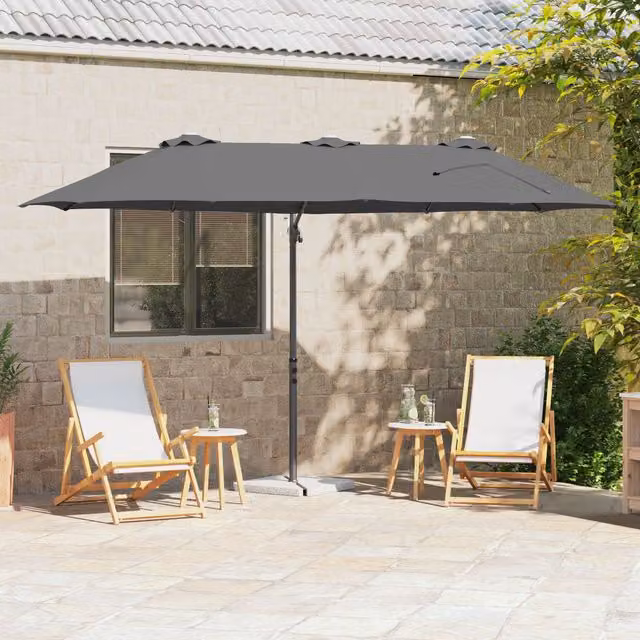 Berkfield Home Garden Anthracite Cantilever Parasol W/D/H: 372 x 198 x 253 cm