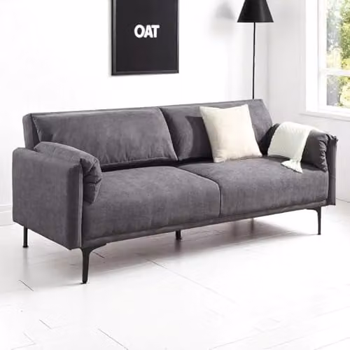 OAT Home Padstow 3 Seater Click Clack Sofa Bed in Natural and Charcoal Grey – 1