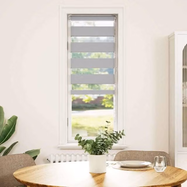 Berkfield Home Zebra Day and Night Blind in Grey Polyester, W: 40 cm, H: 150 cm