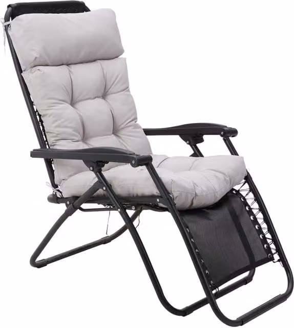 Livingandhome Water-Repellent Outdoor Patio Chair Cushion, Grey, W: 125 cm, D: 55 cm