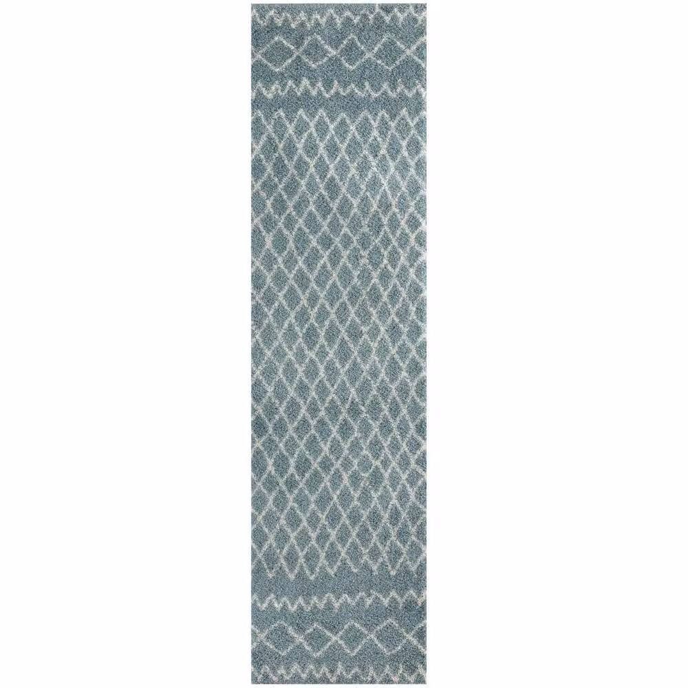 THE RUGS Soft Tangier High Pile Shaggy Moroccan Round Rug in Duck Egg Blue, Diameter: 120 cm – 2
