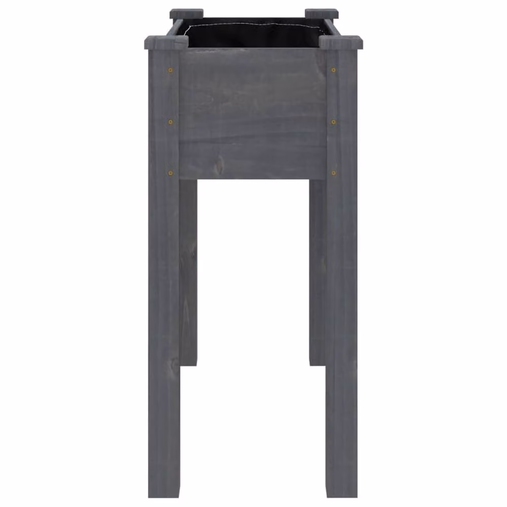 Berkfield Home Grey Solid Wood Fir Planter with Liner W: 71 cm, D: 37 cm, H: 76 cm – 4