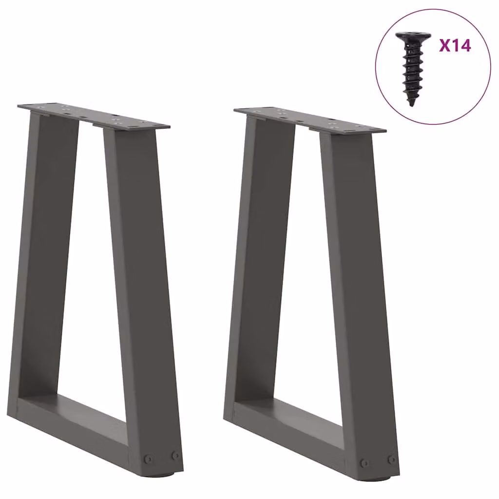 Berkfield Home V-Shape Dining Table Legs, 2 Piece Steel Set in Anthracite Black, W: 38 cm, H: 42-43.3 cm – 2