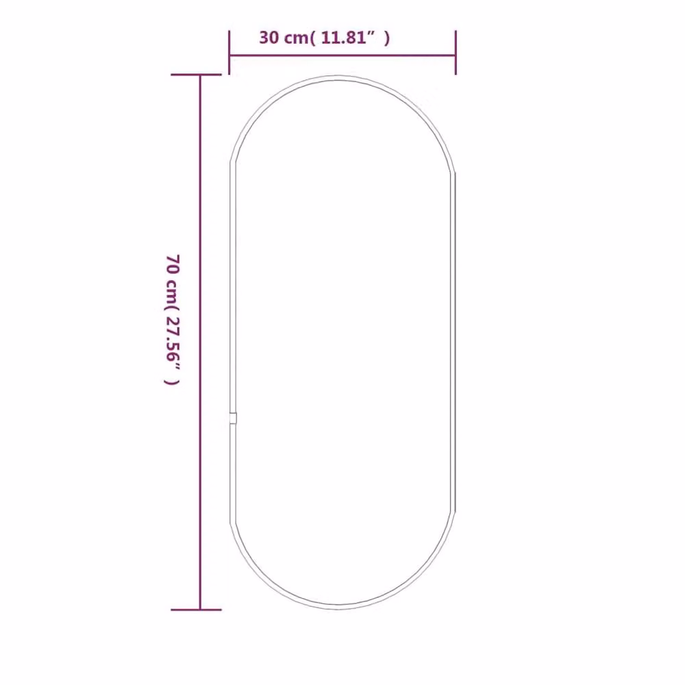 Berkfield Home Oval Wall Mirror in Silver, W: 70 cm, H: 30 cm – 3
