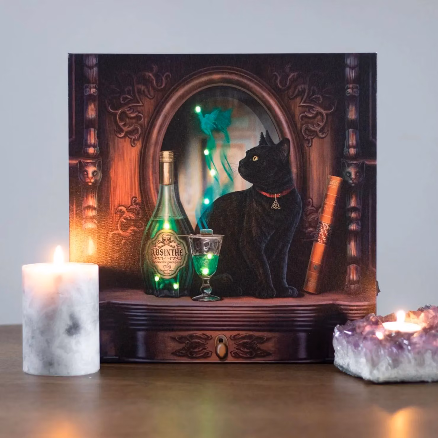 Lisa Parker Absinthe Multicolour Canvas Framed Plaque in Dark Brown – 2