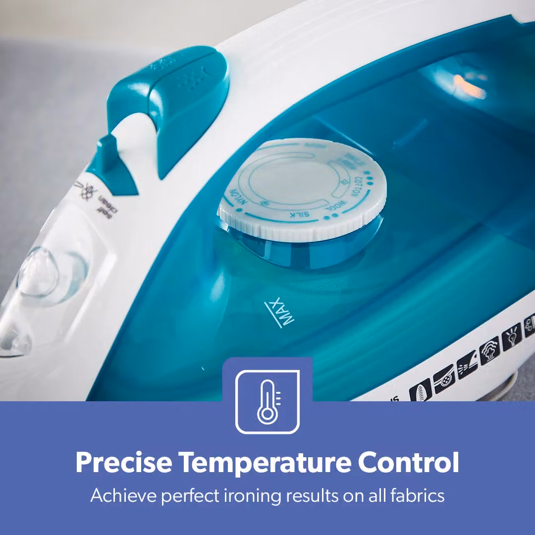 Geepas 2000W Steam Iron with Ceramic Non-Stick Soleplate and Vertical Steam Function, Blue – 5