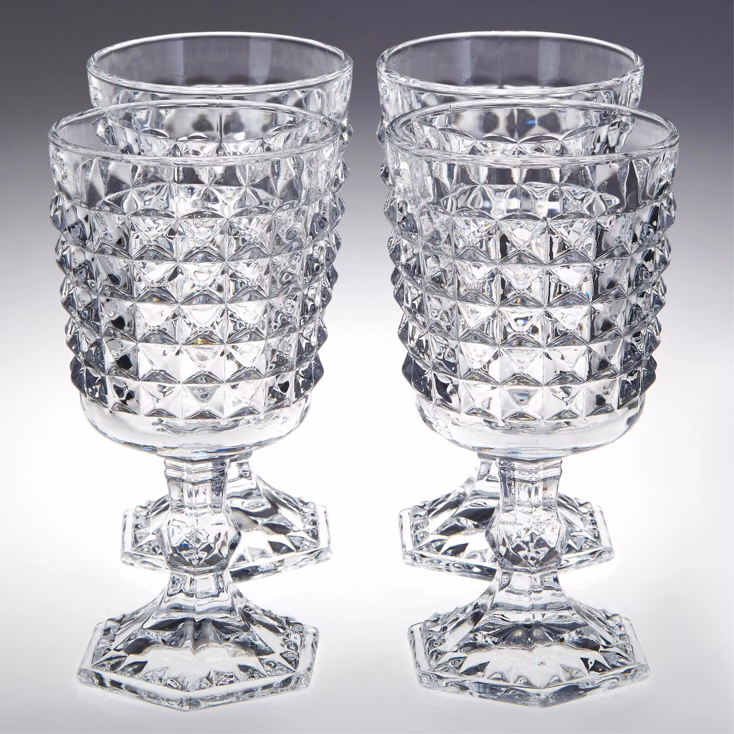 Orsina Set of 4 Geometric Pyramid Wine Goblets, Transparent Glass Stemware, 250 ml – 2