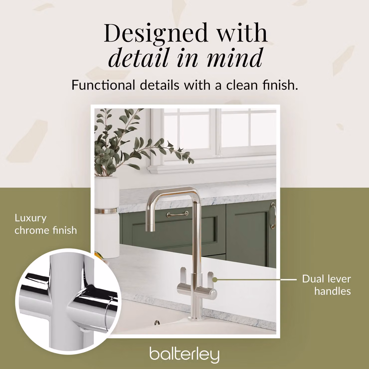 Balterley Kuma Dual Lever Kitchen Mono Mixer Tap in Chrome Silver – 2
