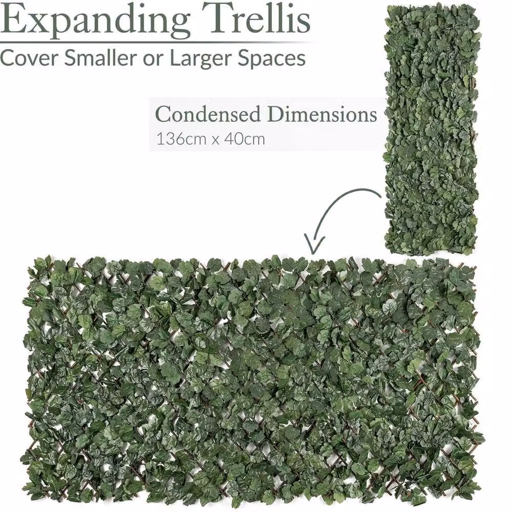 NESTLUNE Expandable Artificial Ivy Leaf Garden Trellis in Green, W: 100 cm, D: 15 cm – 3
