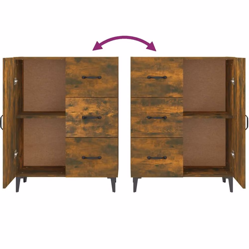 Berkfield Home Smoked Oak Sideboard in Brown, W/D/H: 69.5 x 34 x 90 cm – 4