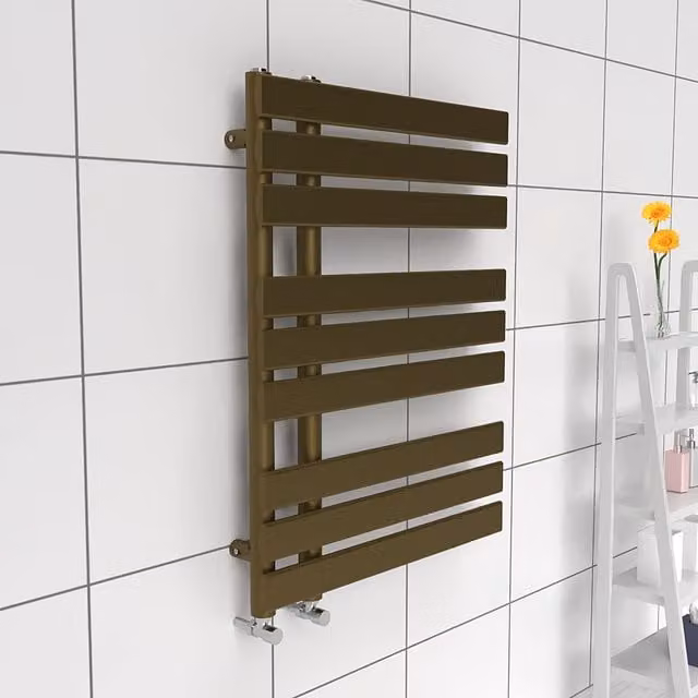 Lux Heat Open Flat Towel Radiator in Antique Brass, H 800 mm x W 600 mm