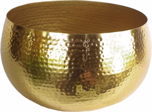 XL Leaf Metal Hammered Planter in Gold and Yellow