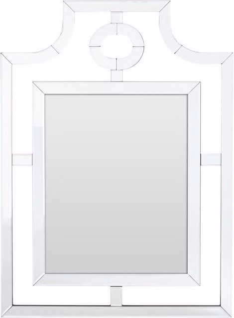 Orsina Nicolette Oval Silver Wall Mirror with Geometric Cut Out Design – 2