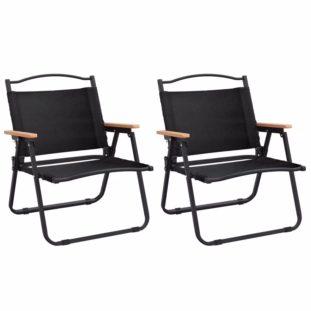 Berkfield Home Camping Chairs, 2 Pack, Black Oxford Fabric, W/D/H: 54 x 43 x 59 cm – 2