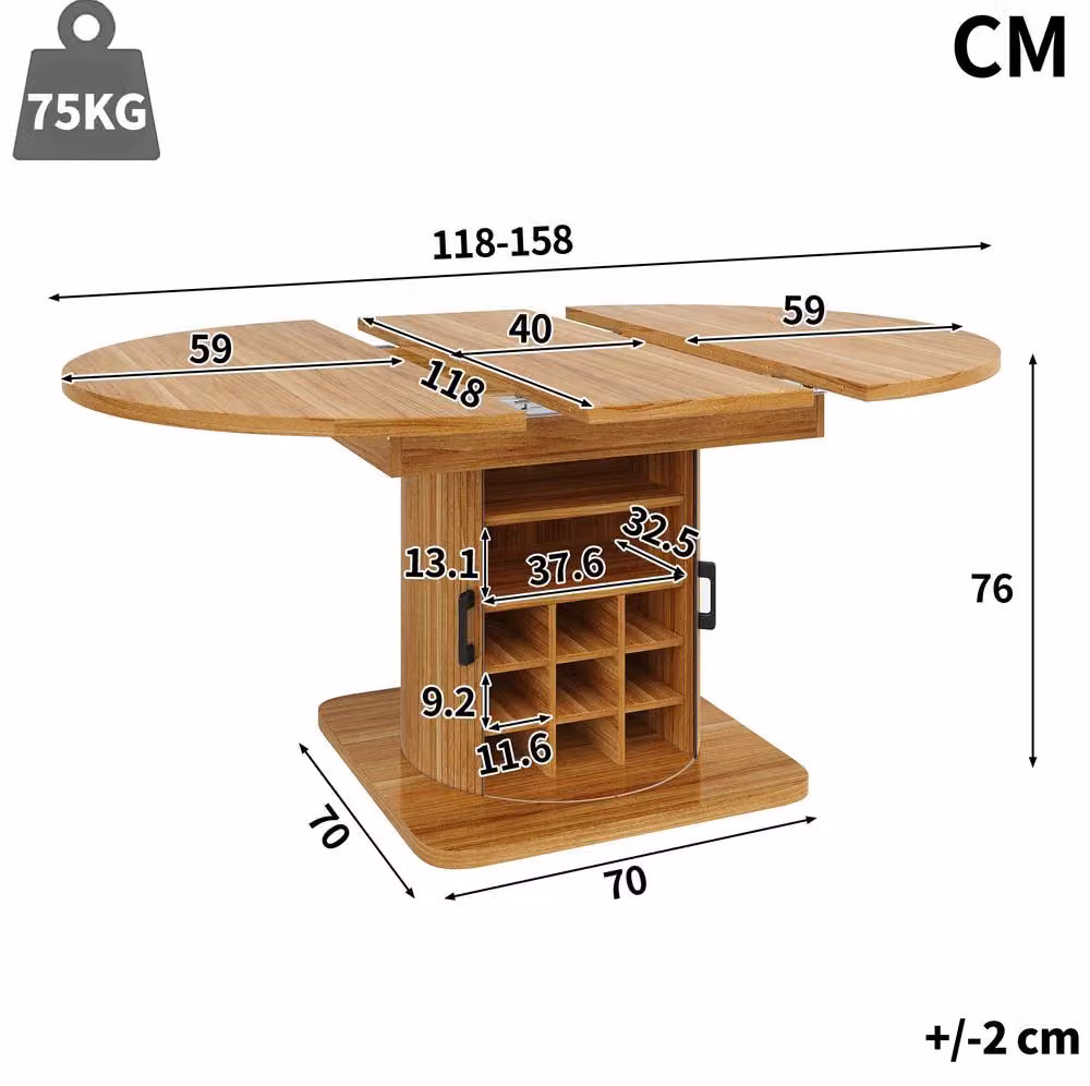 STILVORA Extendable Modern Dining Table with Butterfly Leaf and Storage in Brown – 2