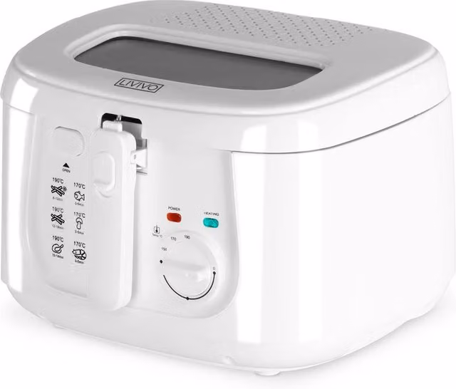 LIVIVO 2.5L Electric Deep Fat Fryer in White with Viewing Window – 1
