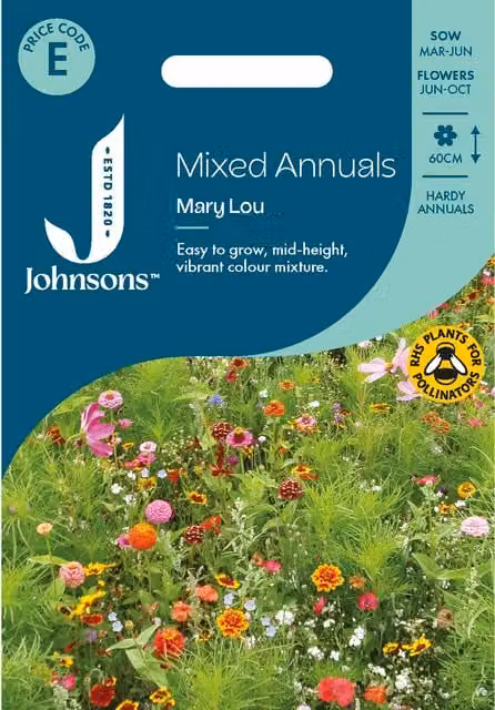 Johnsons Seeds Mixed Annuals Mary Lou Multicolour Flower Seeds
