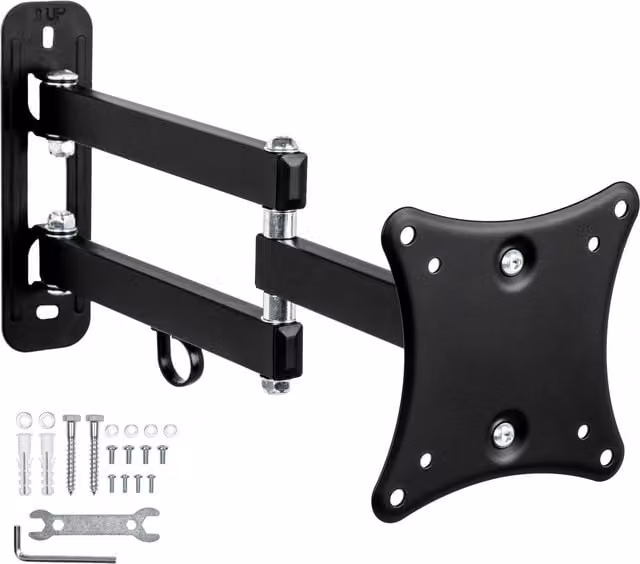 Tectake Extendable Tilt and Swivel TV Wall Mount for 10 to 24 Inch Screens, Black