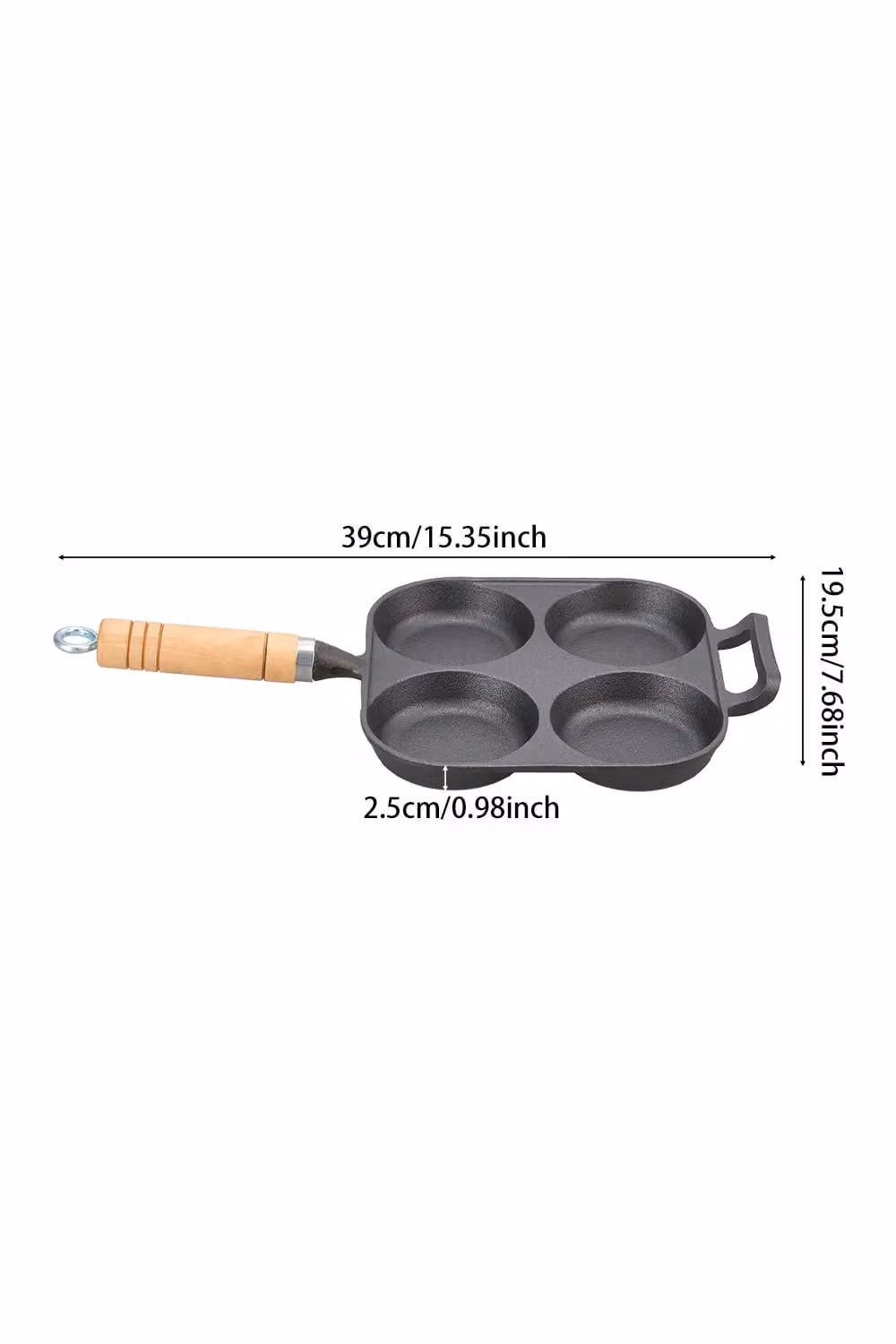 Living and Home 4-Hole Cast Iron Frying Pan in Black – 4