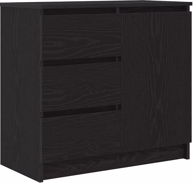 Berkfield Home Modern Sideboard with Drawer in Black Oak, W/D/H: 71 x 35 x 65 cm – 1