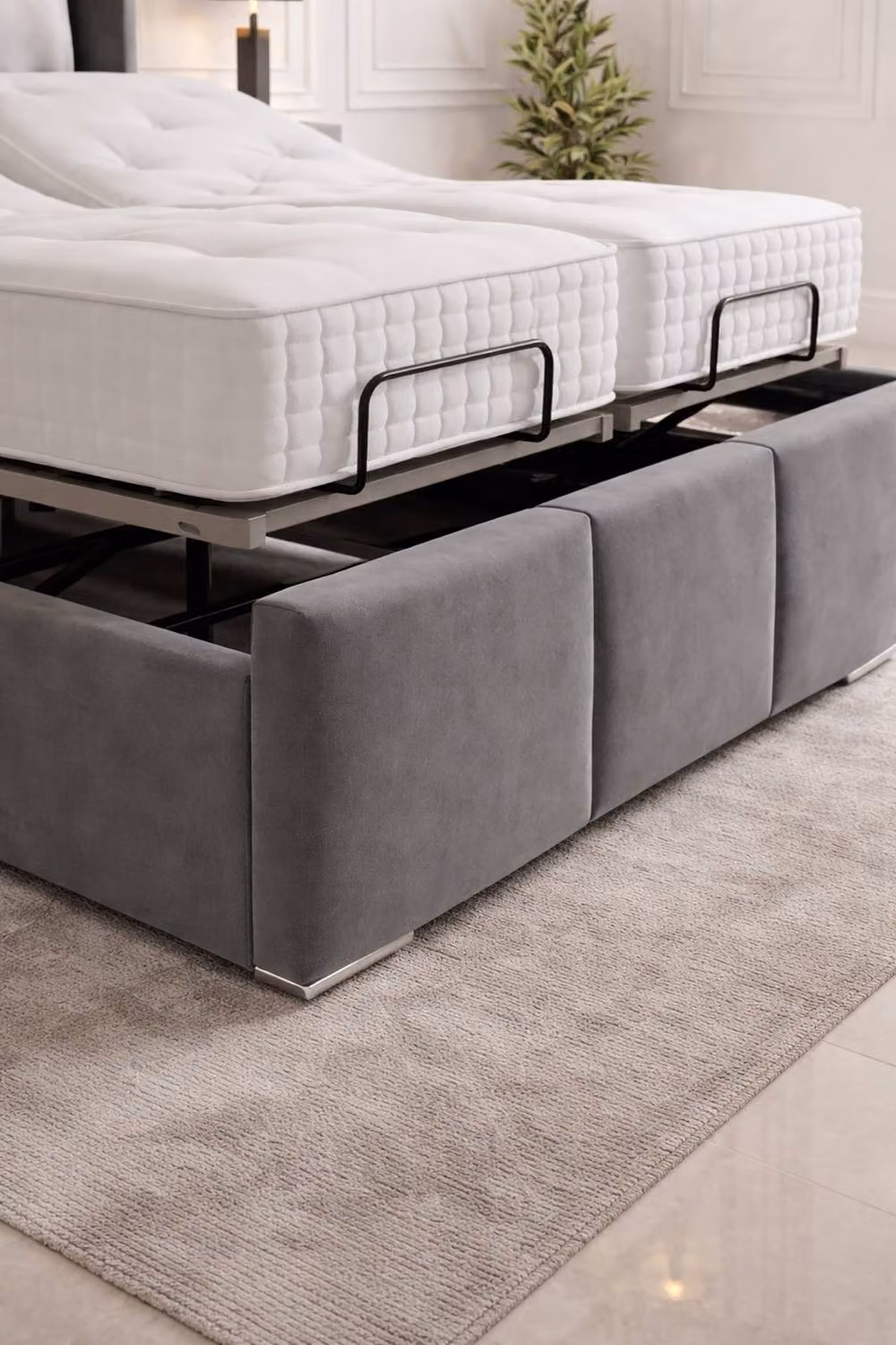 Paradise Beds Ltd Classic Upholstered Bed Frame with Headboard and Footboard in Beige or Grey Velvet Fabric, W/D/H: 120 x 200 cm – 2