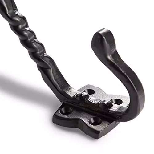 Hammer and Tongs Twisted Scroll Wall Hook, Matt Black Iron, Pack of 10, W: 40 mm, H: 125 mm – 2