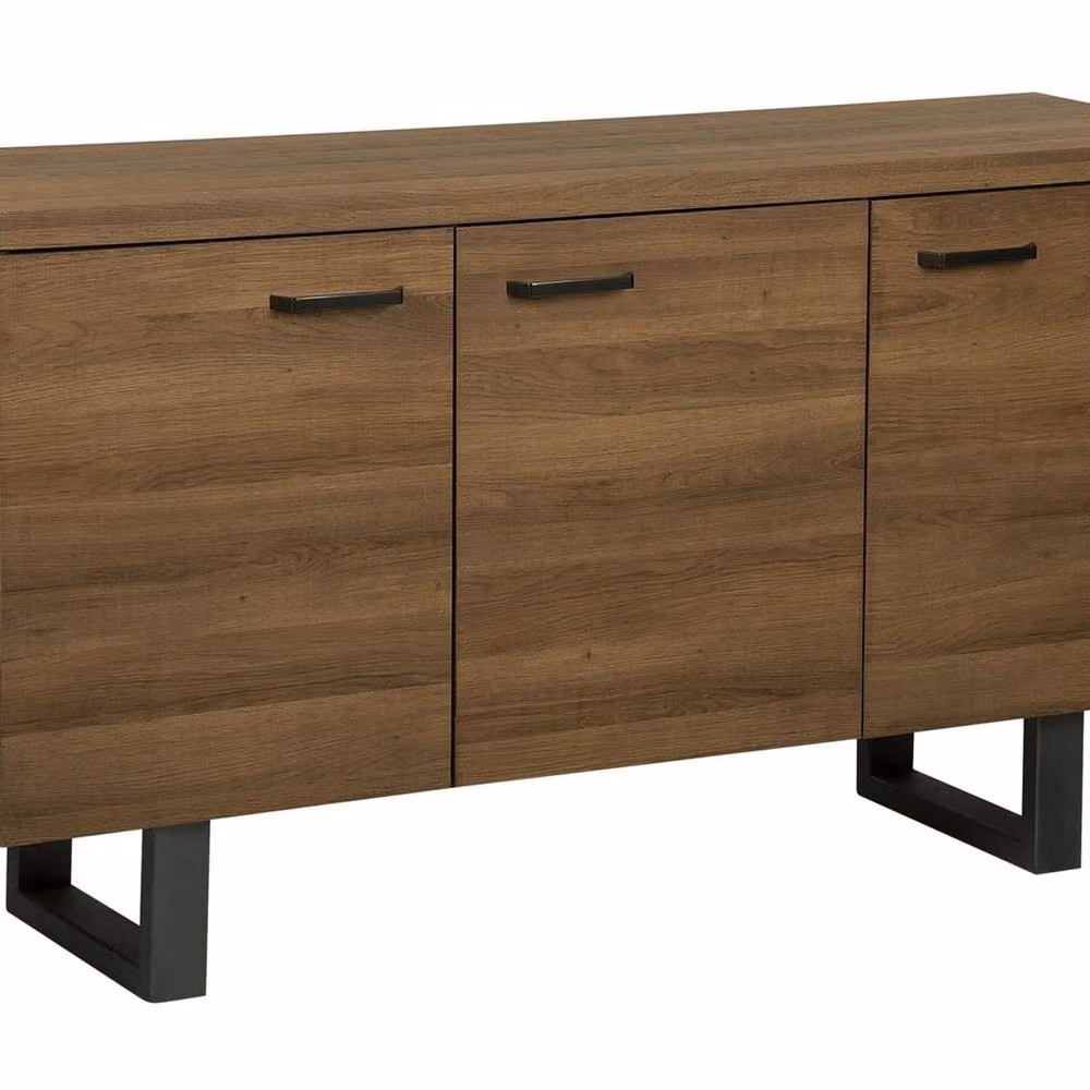 Wyld Haus Nest and Nook Industrial 3 Door Sideboard in Dark Brown and Grey with Sled Base – 2