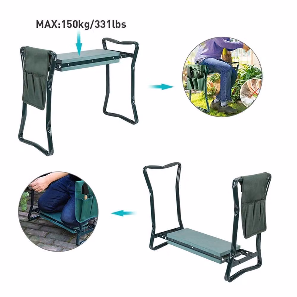 Nordara Folding Garden Kneeler Seat Stool with Tool Bag in Green – 3