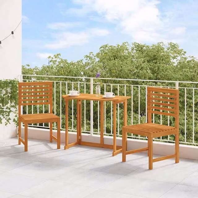 Berkfield Home Set of 2 Armless Garden Chairs in Brown Solid Acacia Wood W/D/H: 50 x 50 x 91 cm – 1