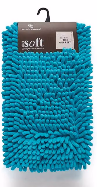 Gaveno Cavailia Miami Chenille Loop Faux Fur Bath Mat in Teal, W: 50 cm, D: 80 cm – 1
