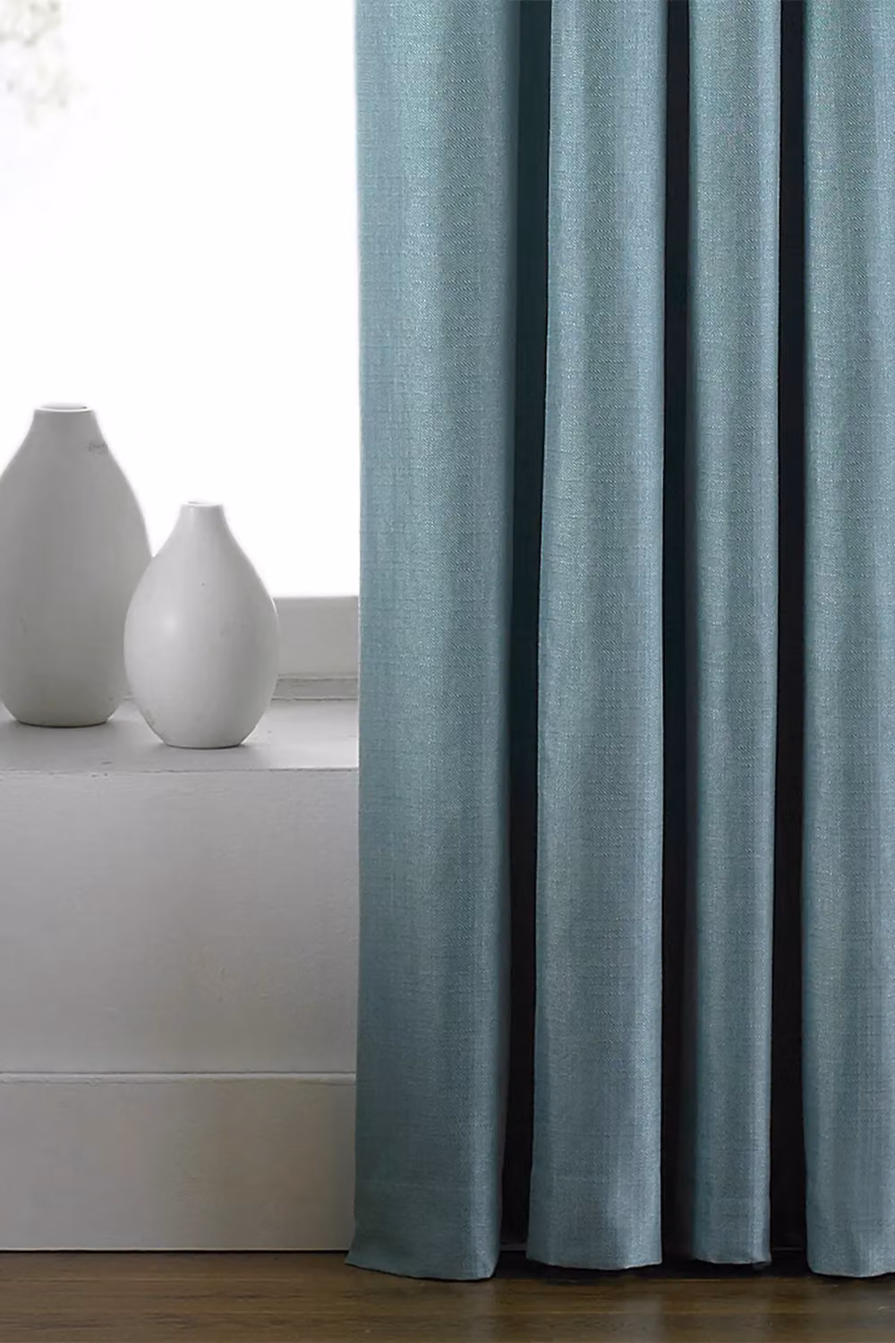 Paoletti Atlantic Twill Woven Eyelet Curtains in Blue, W: 229 cm, H: 229 cm – 3