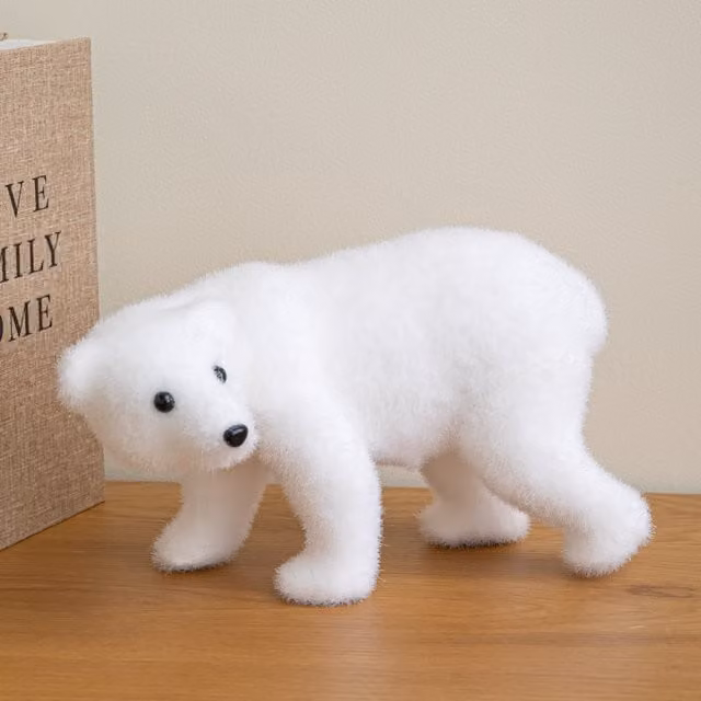 Samuel ALEXANDER White Flocked Polar Bear Christmas Tabletop Decoration – 1