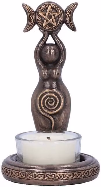 Nemesis Now Triple Goddess Bronze Tealight Holder, Height: 12 cm