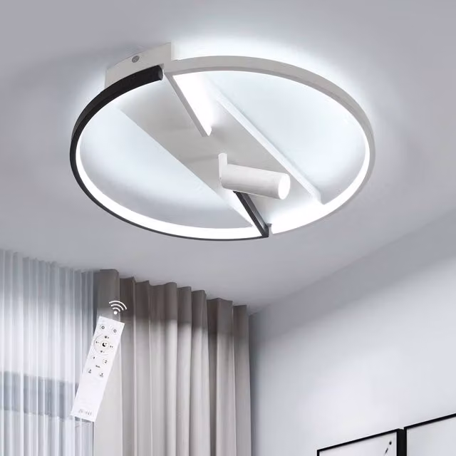 Goeco Black LED Ceiling Light with Remote Control, Dimmable and Adjustable 42 W Round Modern Fitting