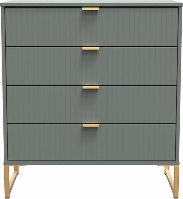 Ready Assembled 2 U Bexley 4 Drawer Chest in Pale Green and Gold – 1