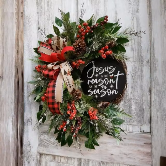 Leaper Green Christmas Vine Wreath Hanging Ornament, Diameter: 35 cm