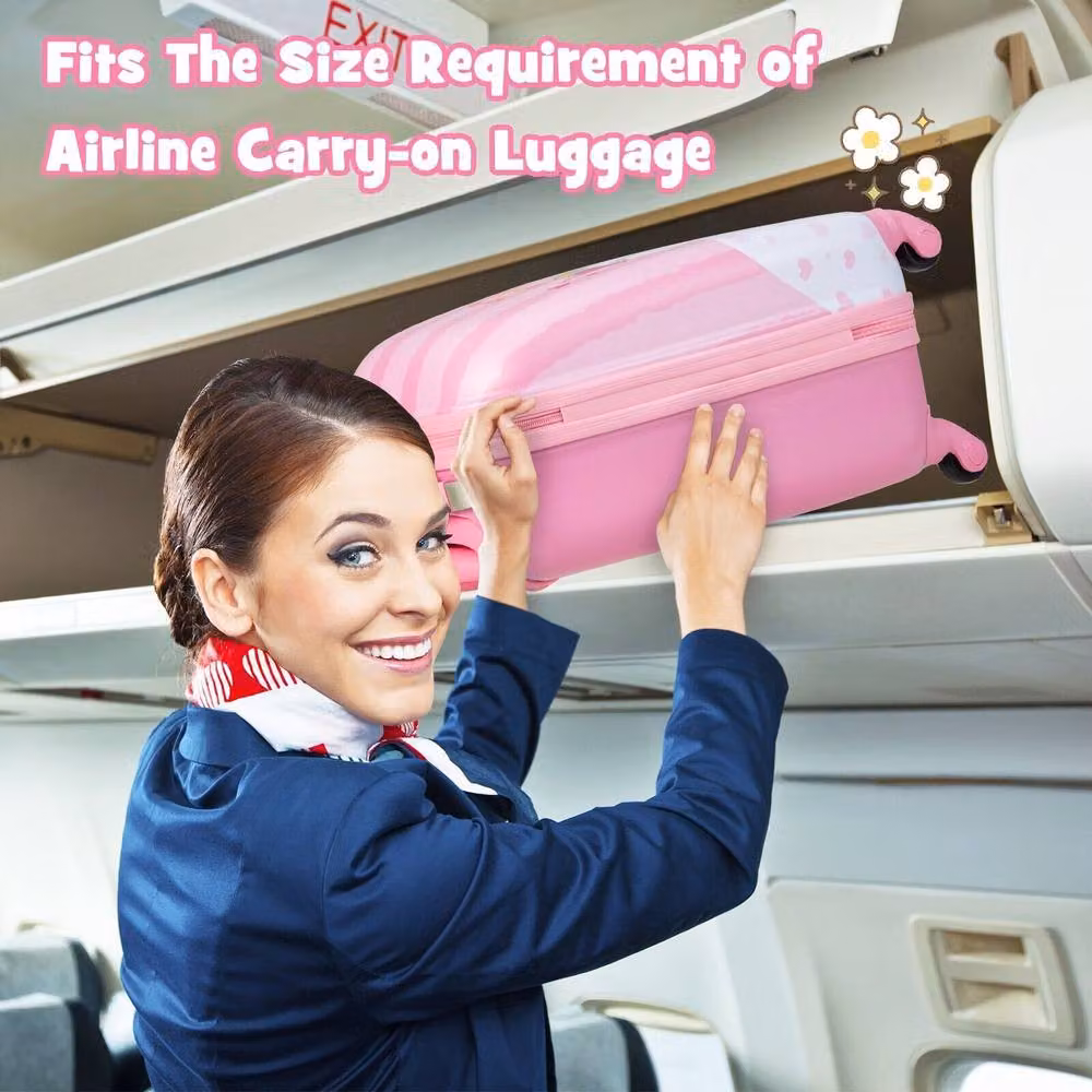 Costway Kids Luggage Set with 12 inch Backpack and 16 inch Suitcase, Pink – 5