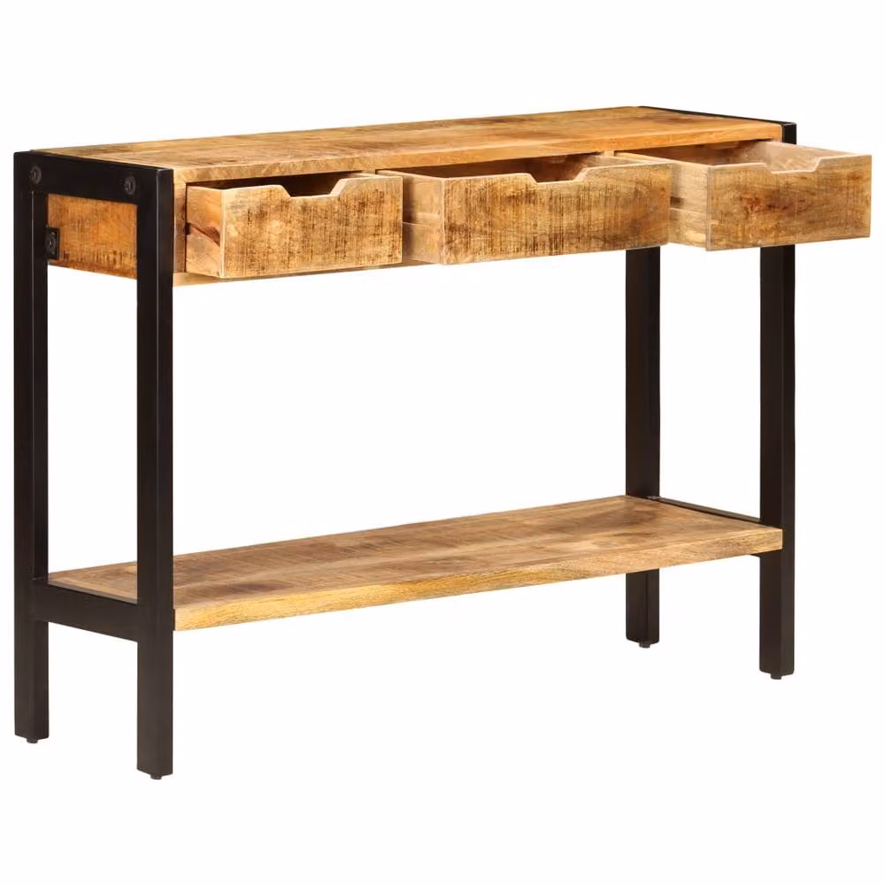 Berkfield Home Sideboard with 3 Drawers in Brown Solid Mango Wood, W/D/H: 110 x 35 x 75 cm – 2