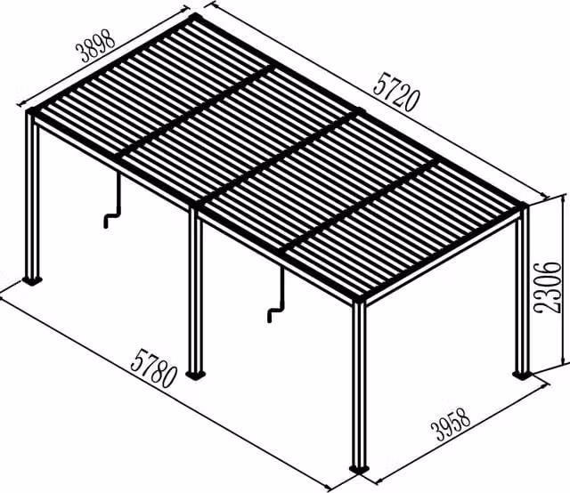 Agadon Aluminium Pergola Shading System in Anthracite, W: 572 cm, D: 395.8 cm, H: 230.6 cm
