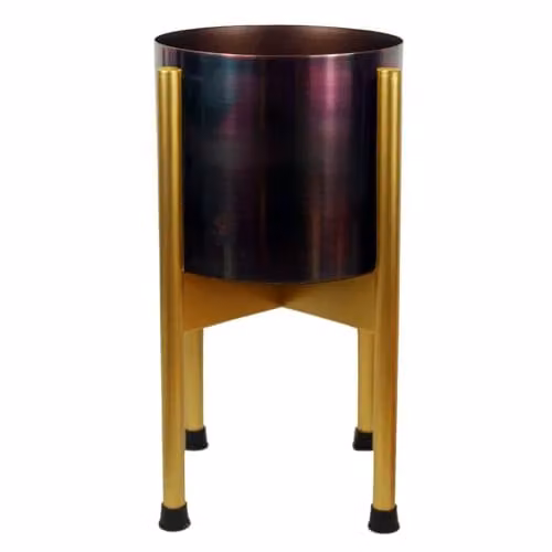 LeafUK Gold and Multicolour Metal Leaf Planter for Tabletop Use